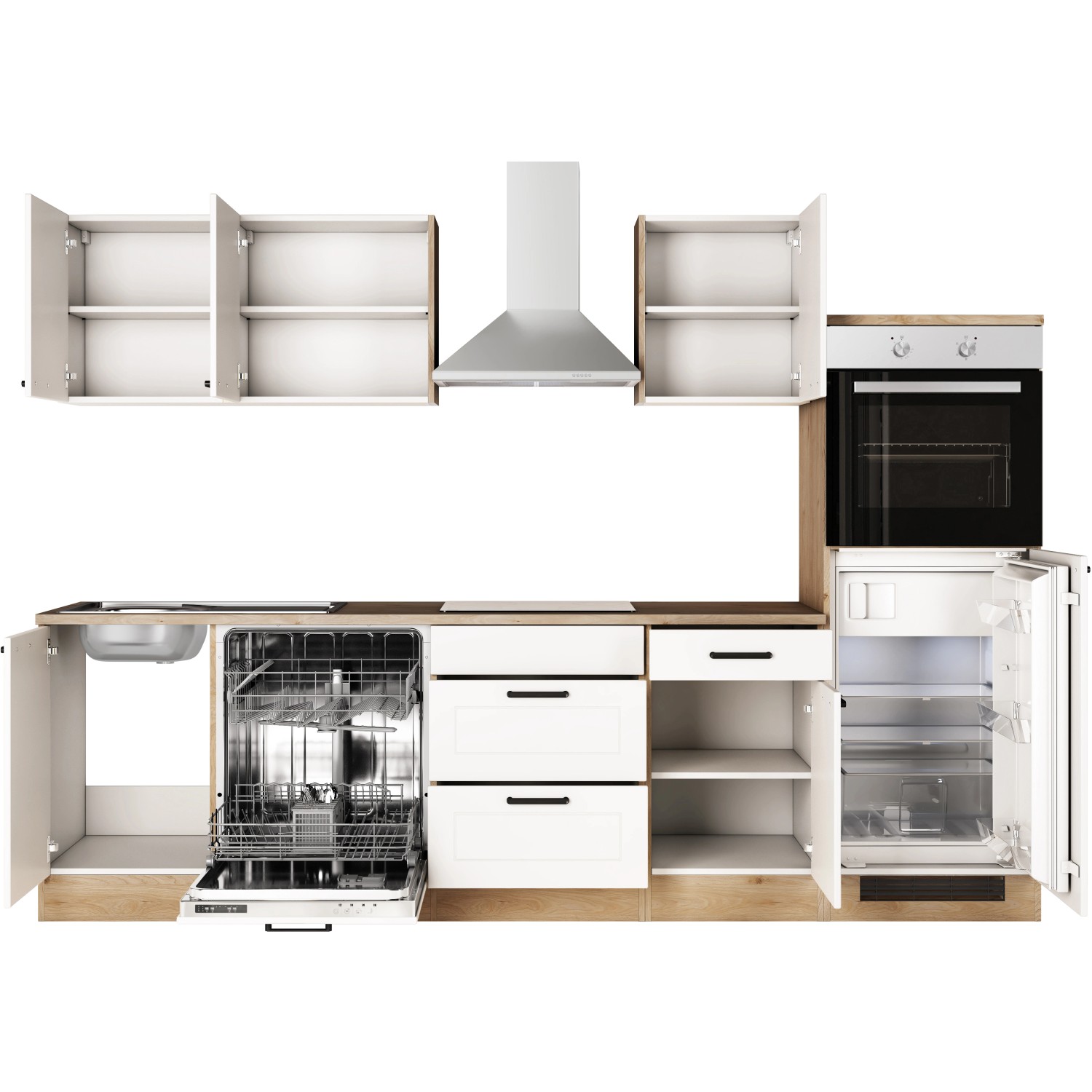 Flex-Well Exclusiv Küche 2320-016 Julia 280 cm Weiß matt-Cosmopolitan Eiche_5