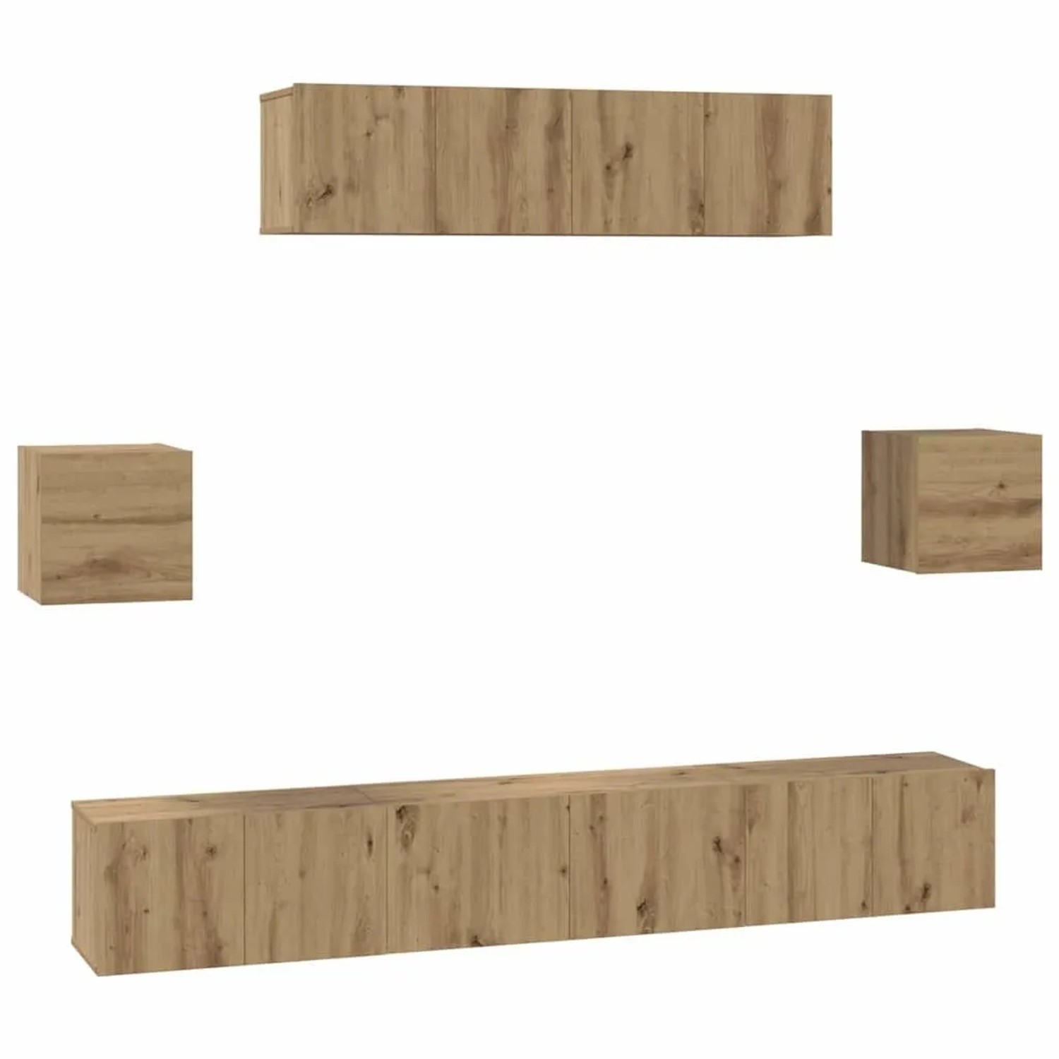 vidaXL TV-Schrankset Wandmontiert 7-Tlg Artisan-Eiche Holzwerkstoff 3393410
