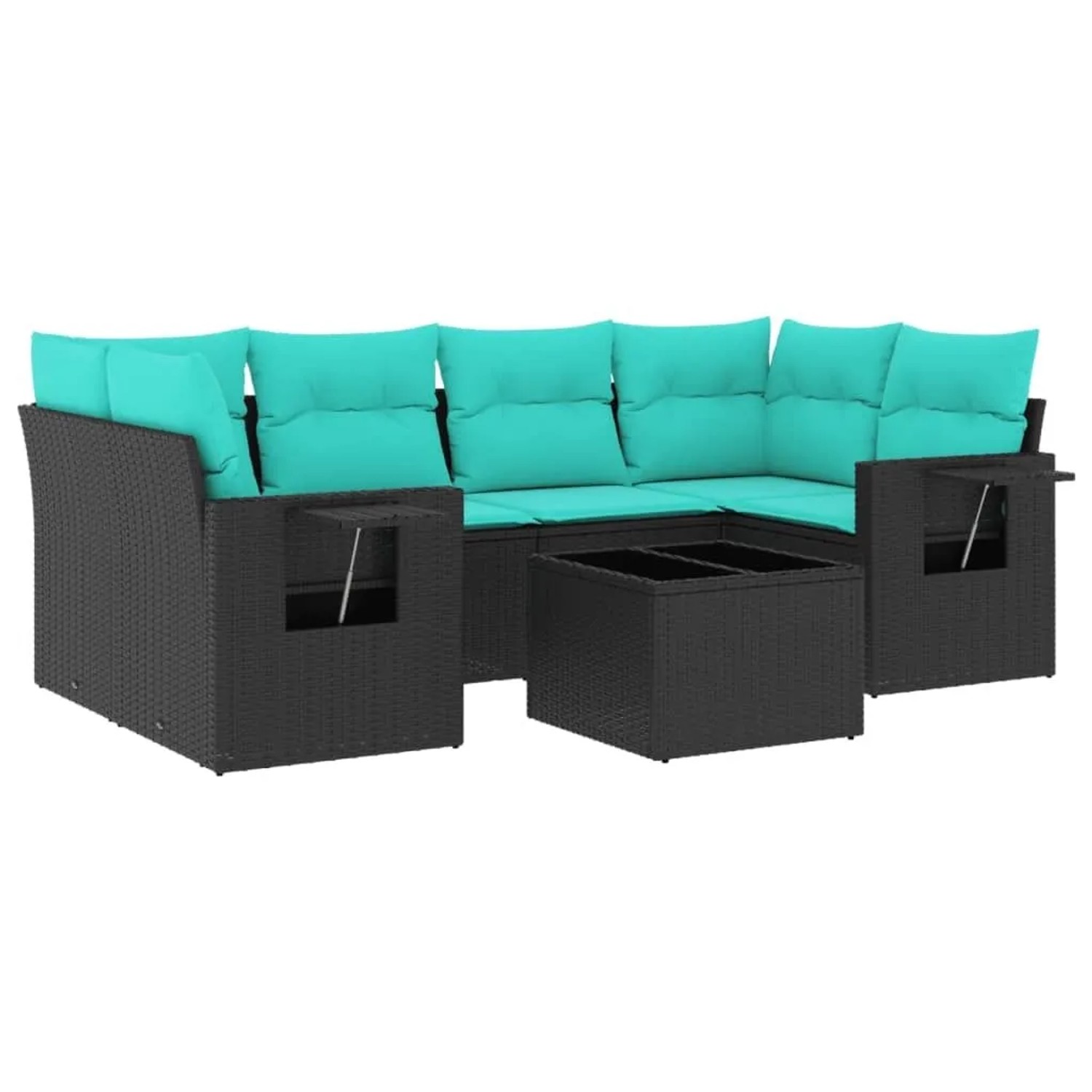 vidaXL 7-Tlg Gartensofa-Set mit Kissen Schwarz Polyrattan 3219916 günstig online kaufen