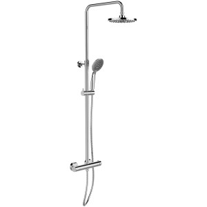 Wenko Duschsystem Young Eco mit Kopf- und Handbrause, Thermostat und Wasserspar-Regulatoren.