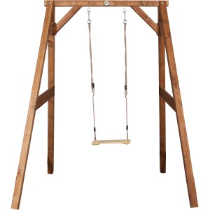 Axi Einzelschaukel aus braunem Holz mit Seilen, ideal für den Garten.