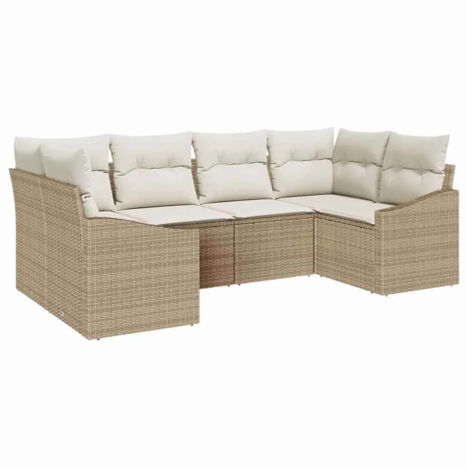 vidaXL Gartensofa-set mit Speicher 6-Tlg Beige und Creme Poly-Rattan 335553 günstig online kaufen