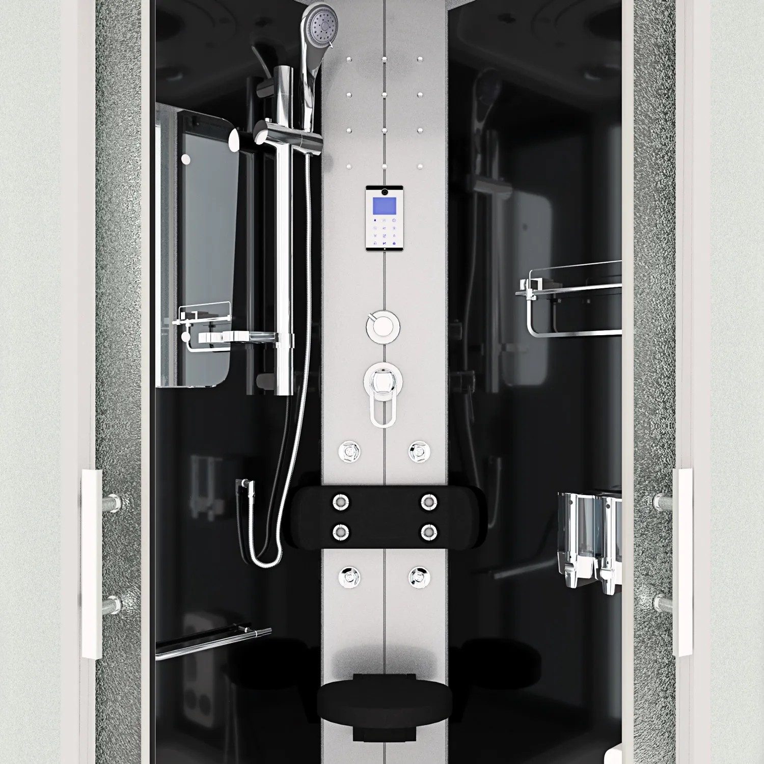 AcquaVapore Duschkabine 80x80 cm mit Regendusche, Handbrause und Massagedüsen.