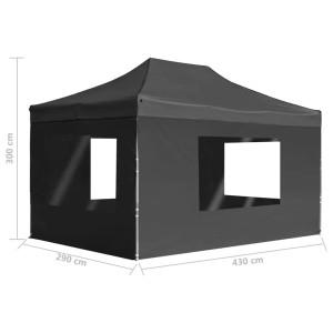 Anthrazitfarbenes vidaXL Partyzelt, faltbar, mit Wänden und Aluminiumrahmen, 4,5x3m. Ideal für Gartenpartys.
