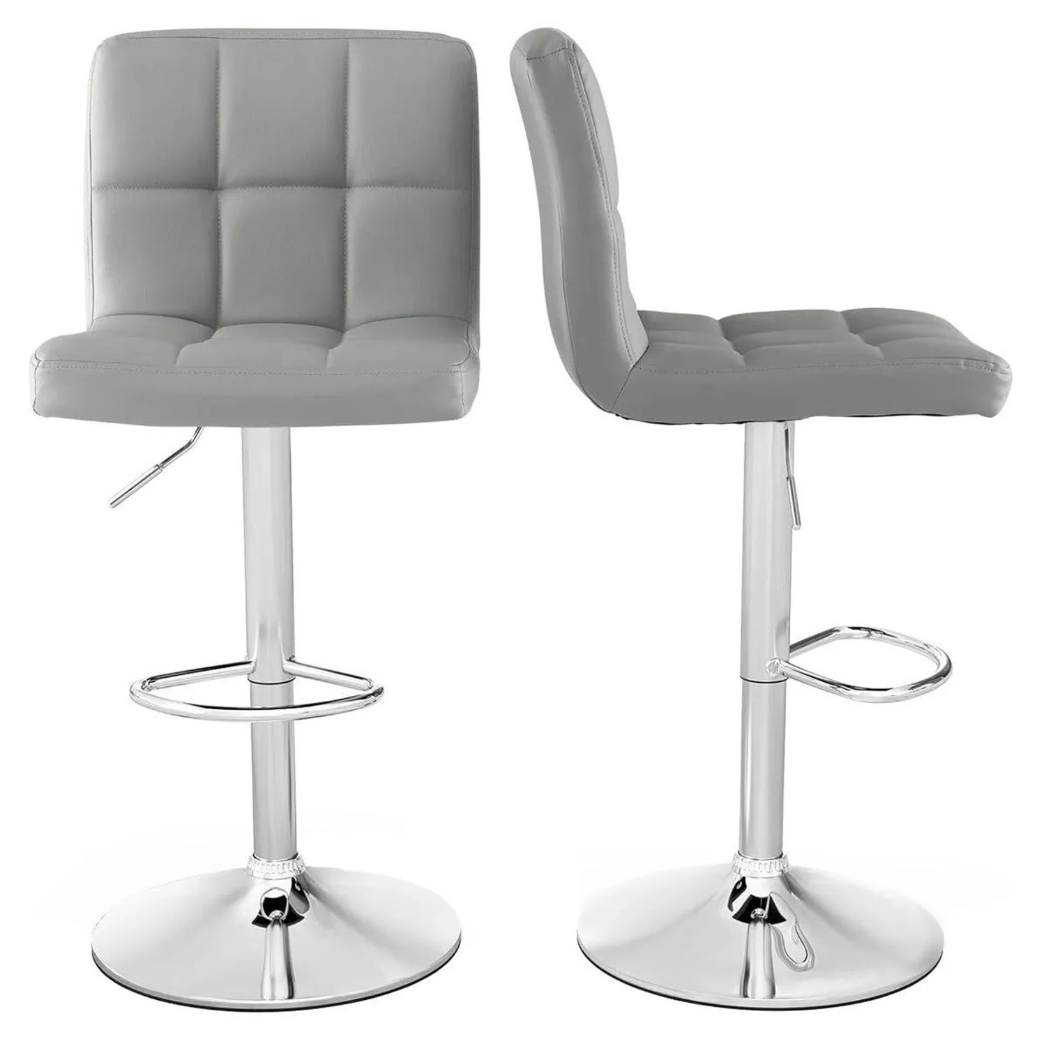 Costway Barhocker 2er Set Aus Kunstleder 150 kg Belastbar Grau günstig online kaufen