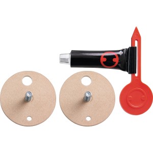 Tesa Power Kit BK43-2: Adapter-Set mit Kleber, zwei Montageadaptern und Inbus für Bad-Accessoires.