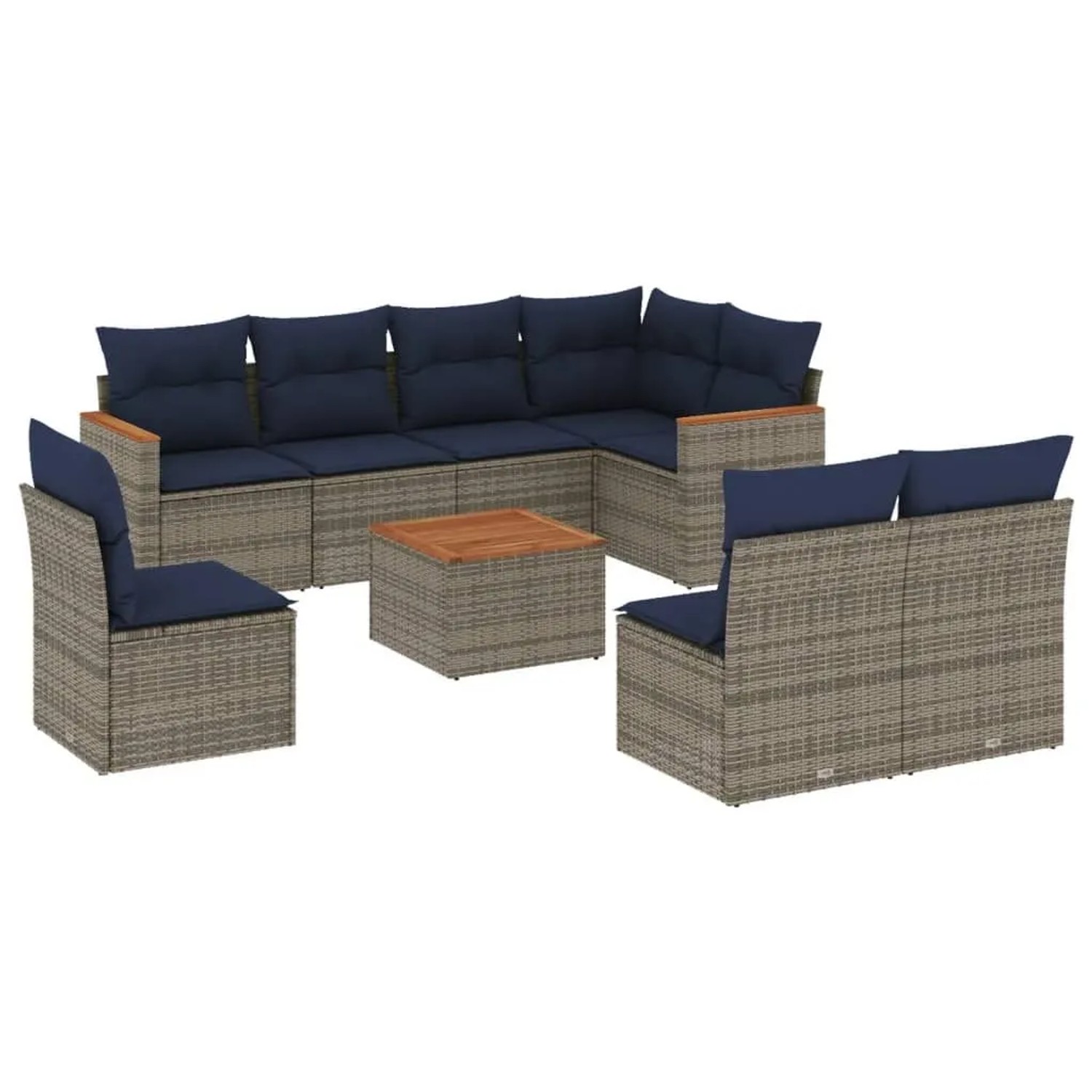 vidaXL 9-Tlg Gartensofa-Set mit Kissen Grau Polyrattan 3226054 günstig online kaufen