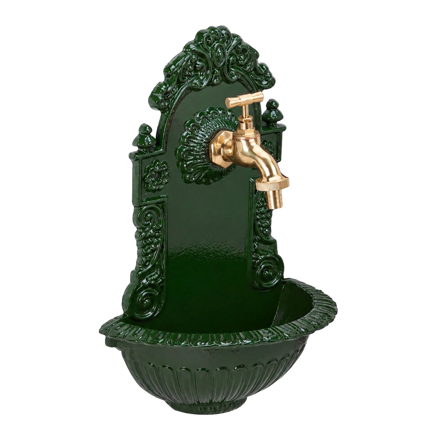 Relaxdays Wandbrunnen Aluminiumguss Grün Antik Pulverbeschichtet 40 cm x 24,5 cm x 13 cm 3,6 kg