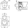 Technische Zeichnung Ideal Standard Connect Air Wand-WC, Tiefspüler, Schwarz, Maße