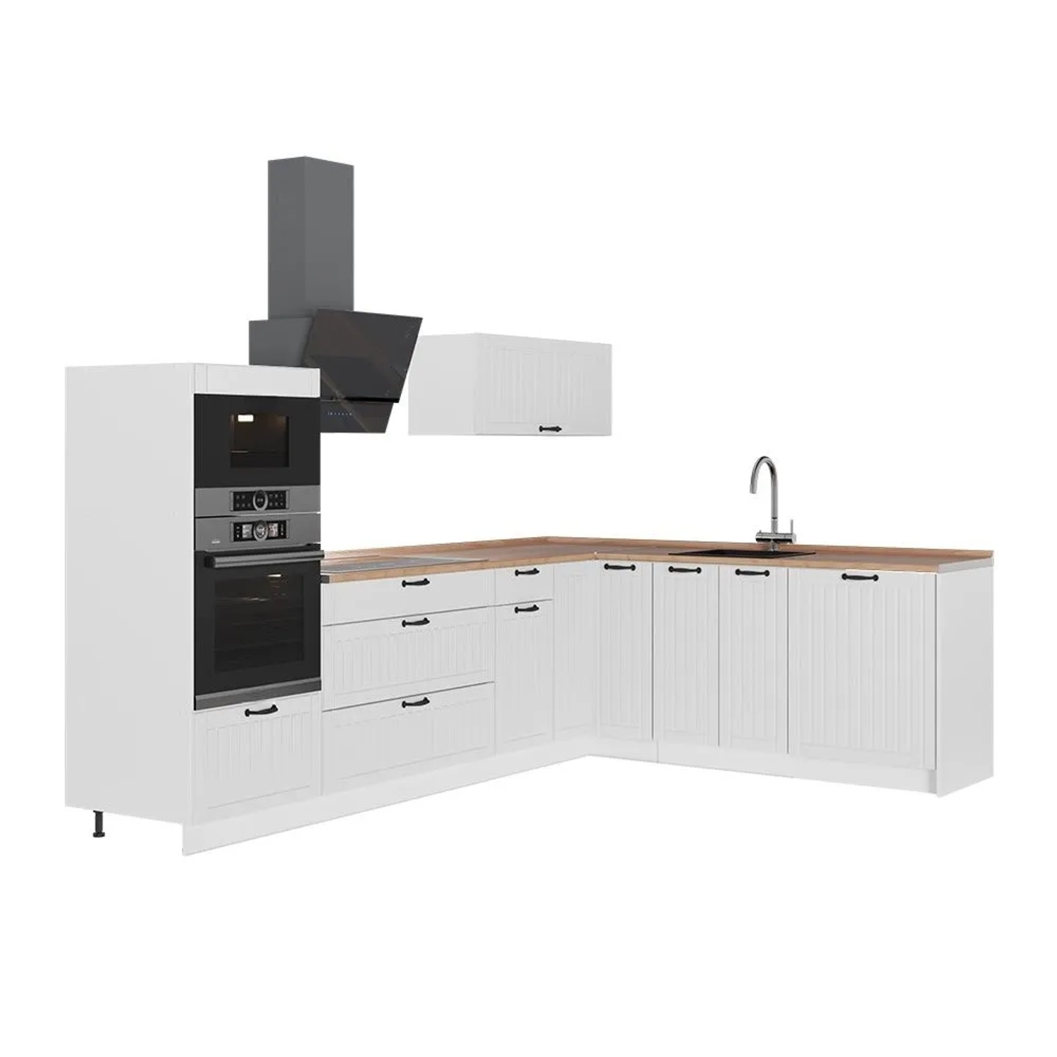 Vicco Eckküche Fame-Line Weiß Landhaus/Weiß 287 x 154 AP Eiche Art Nr 63550