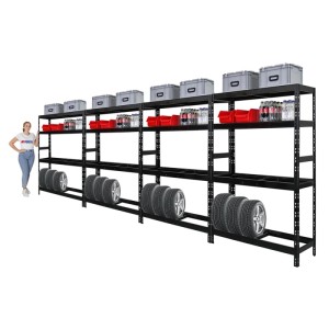 PROREGAL Mega Deal: 4 schwarze Reifenregale mit je 2 Böden für bis zu 12 Reifen. Regalböden & Möbelbauplatten.