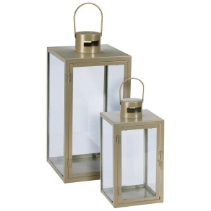 Mojawo 2er XXL Set Gartenlaterne Windlicht Laterne Laternen Metalllaterne Set Dekoration Außen Metall Olivgrün  ca. H30, 41cm