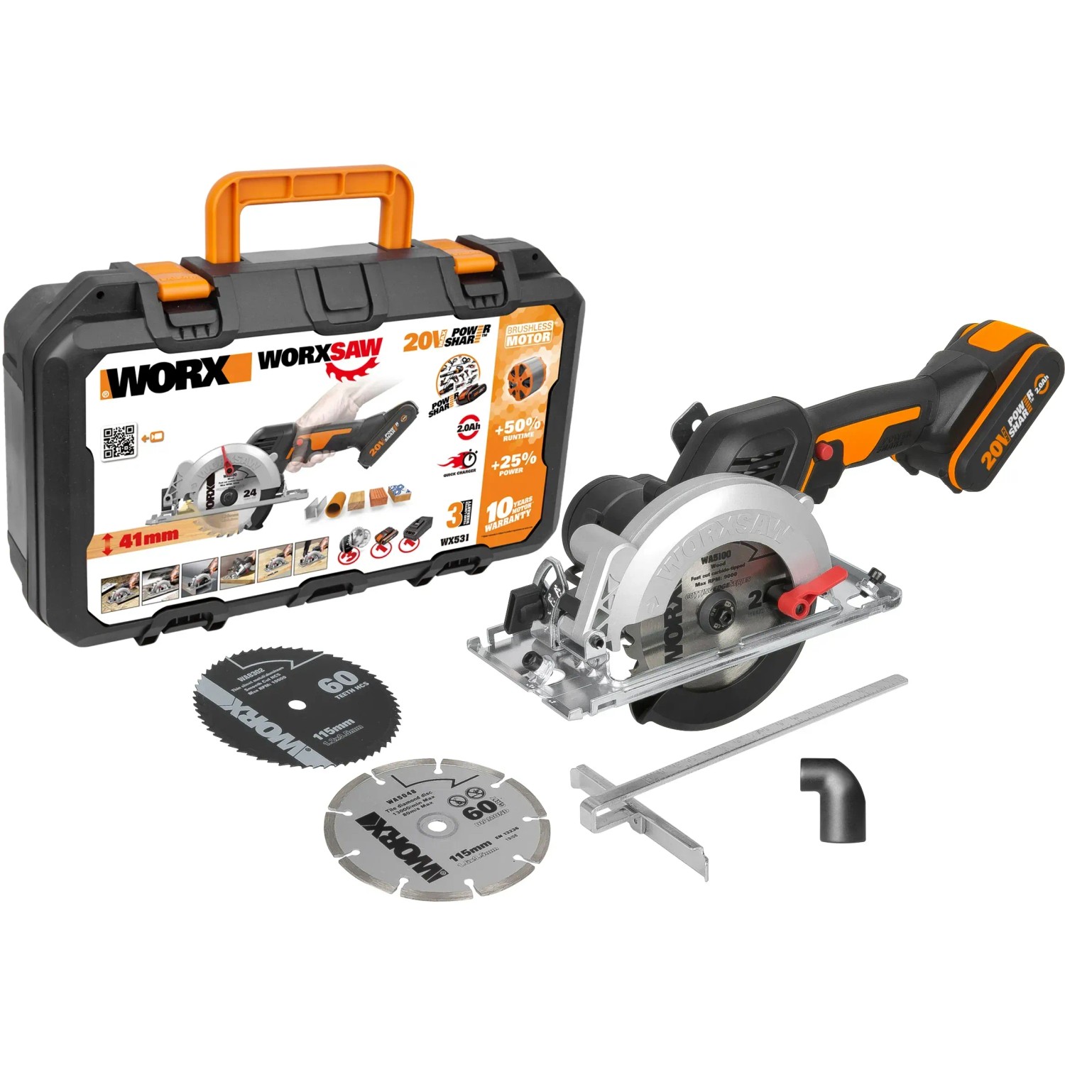 WORX WX531 20Volt 2.0Ah. Li-ion Kömürsüz Profesyonel Çok Amaçlı Daire