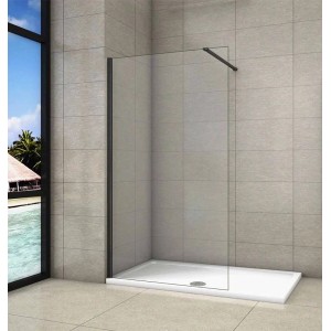 Duschparadies Walk In Dusche 65 x 185cm Seitenwand 6mm Nano Glas Dusche Mit 90cm Stabilisierungsstange Schwarzrahmen