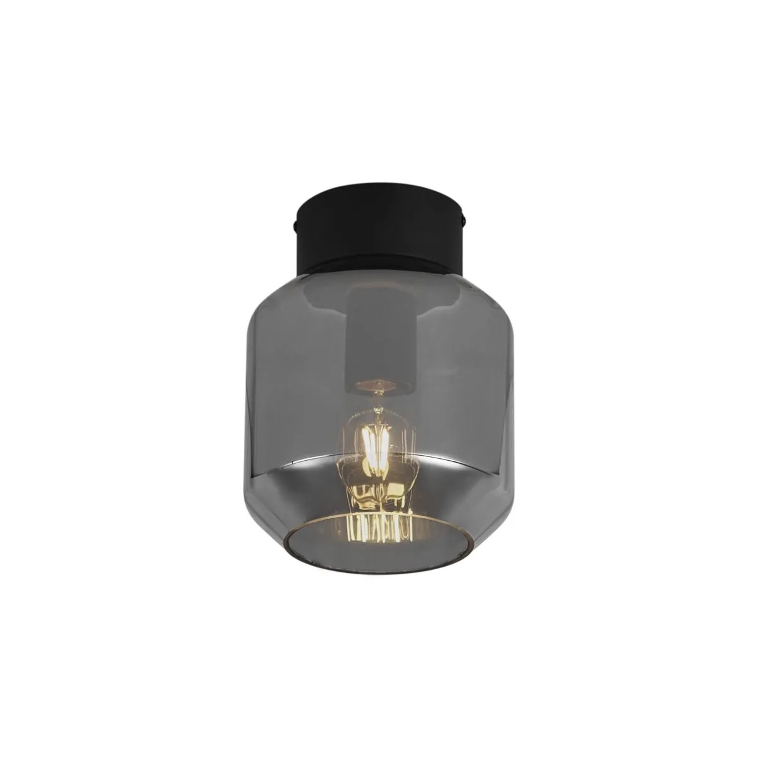 QAZQA Moderne Deckenleuchte Schwarz mit Rauchglas Stiklo