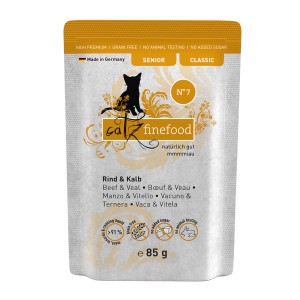 Catz Finefood Senior Katzenfutter Rind & Kalb, 85g. Nassfutter für ältere Katzen.