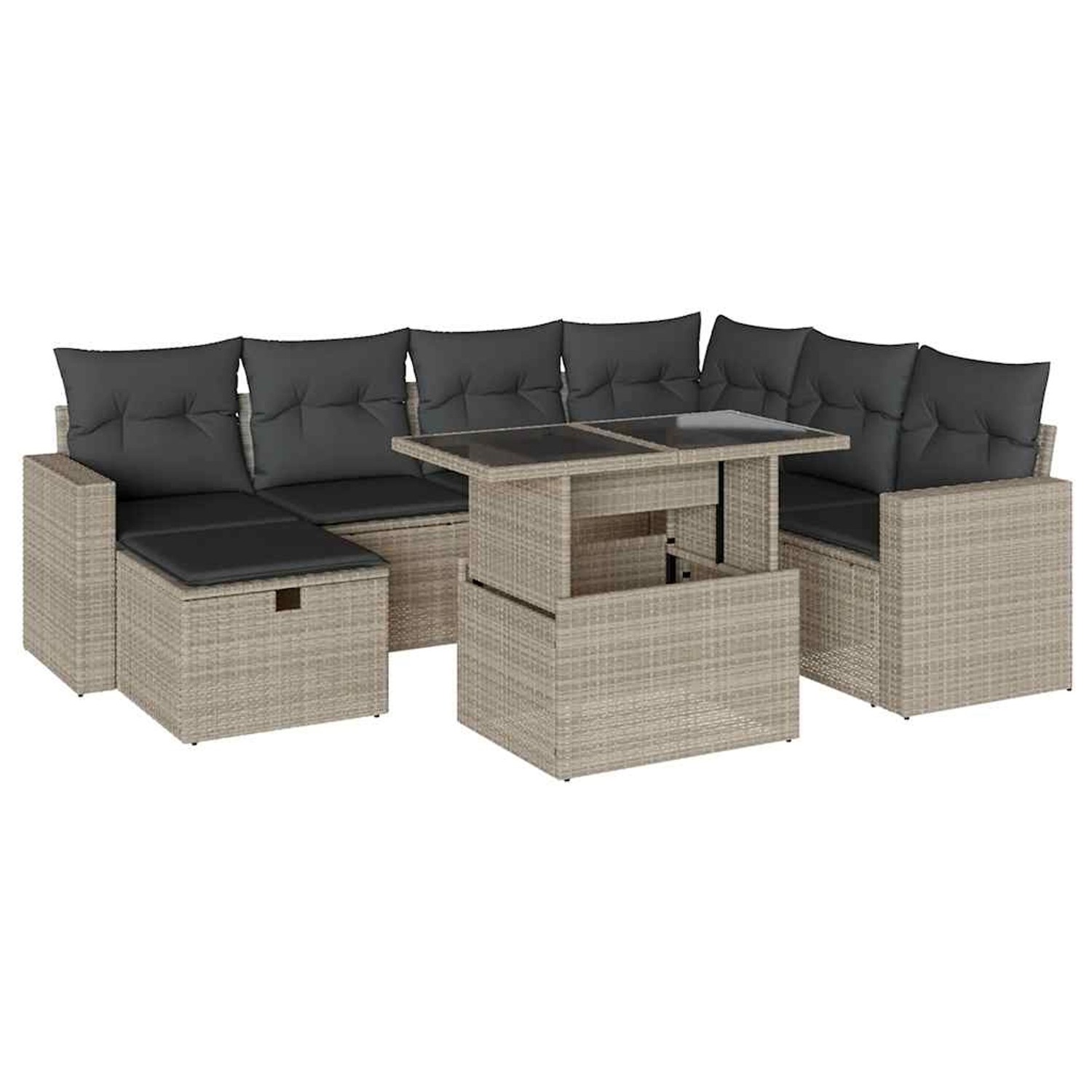 vidaXL 8-Tlg Garten-Sofagarnitur mit Kissen Hellgrau Poly Rattan 3274842 günstig online kaufen