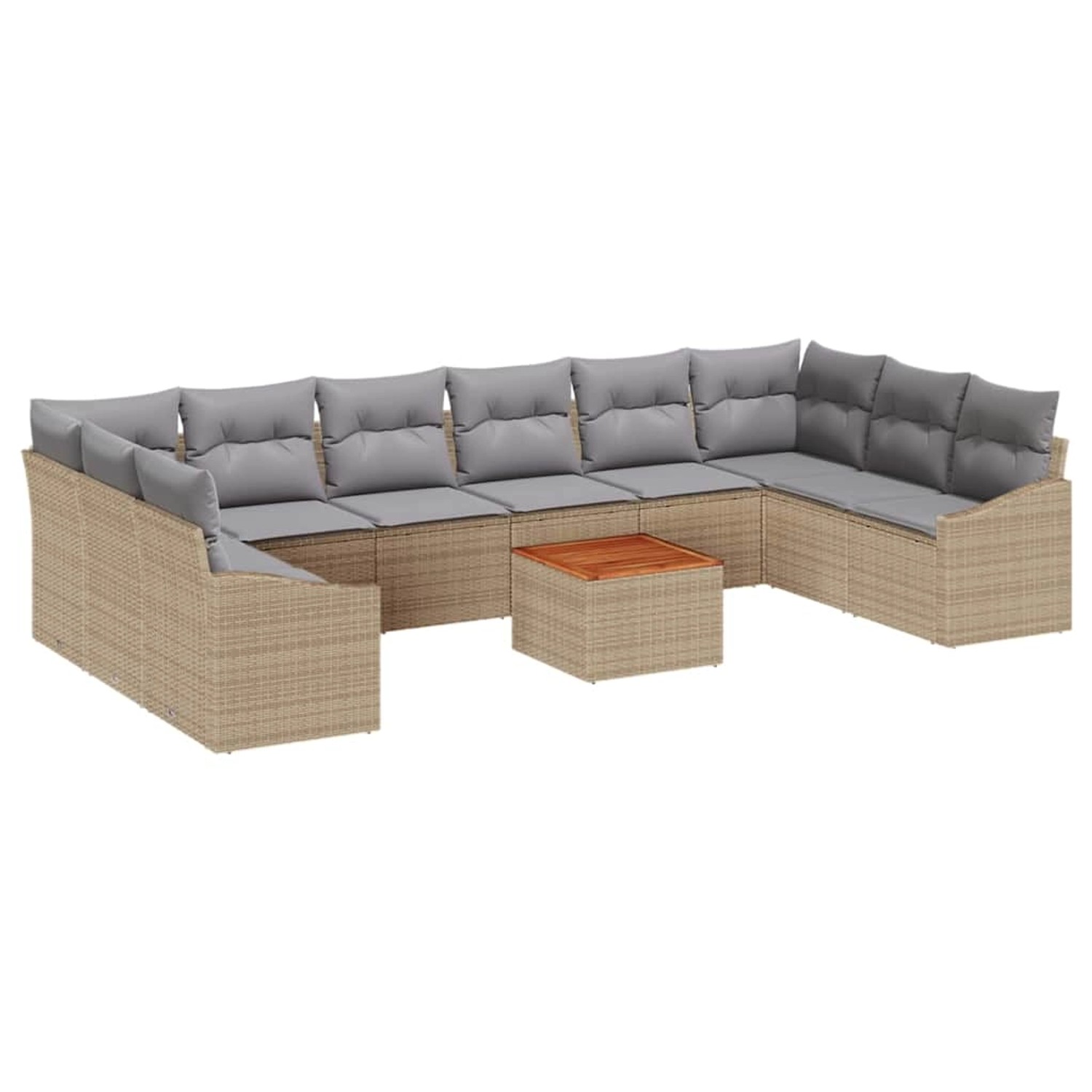 vidaXL Garten-Sofa-Set mit Kissen 11-Tlg Beige Poly Rattan 3347882 günstig online kaufen