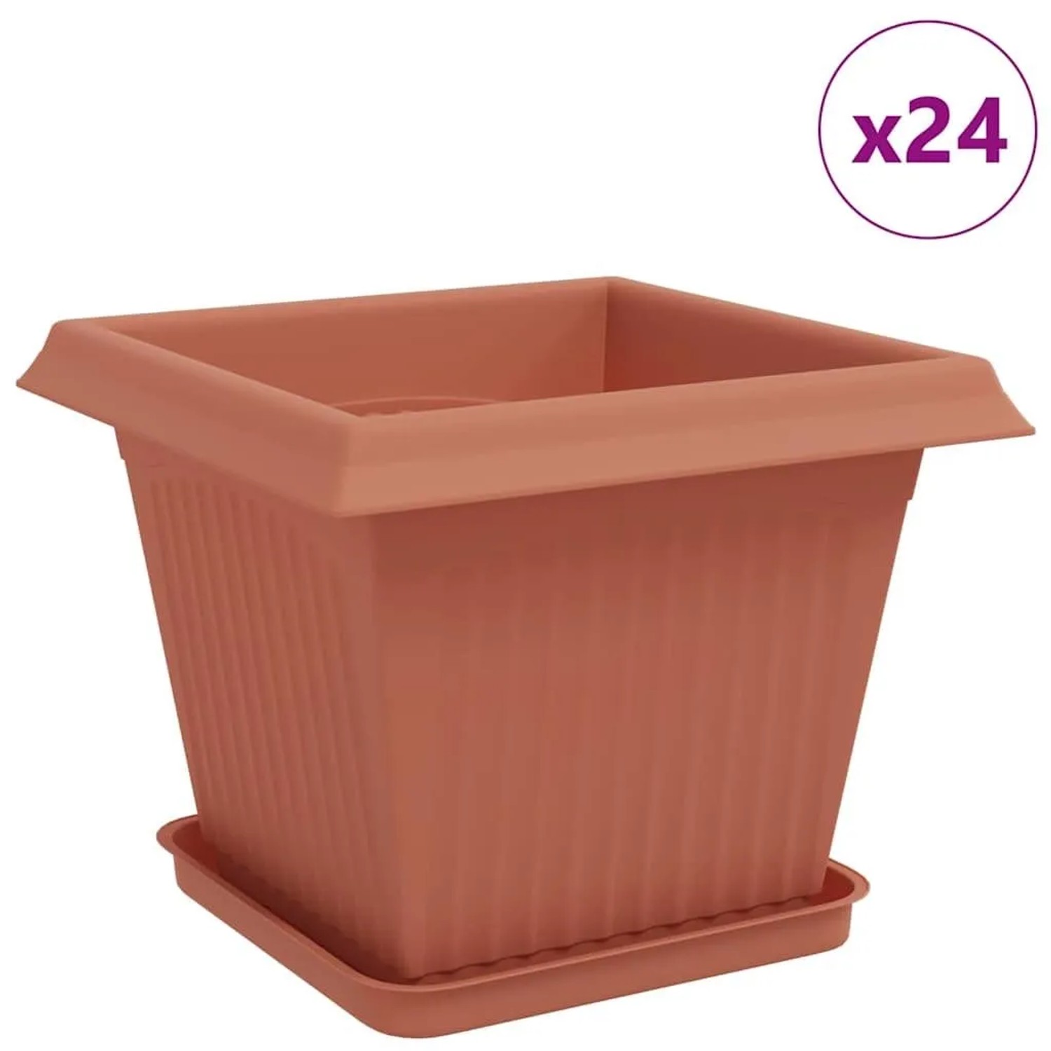 vidaXL Blumentöpfe 24 Stk Ziegelrot 33 x 33 x 26 cm Kunststoff 3403308