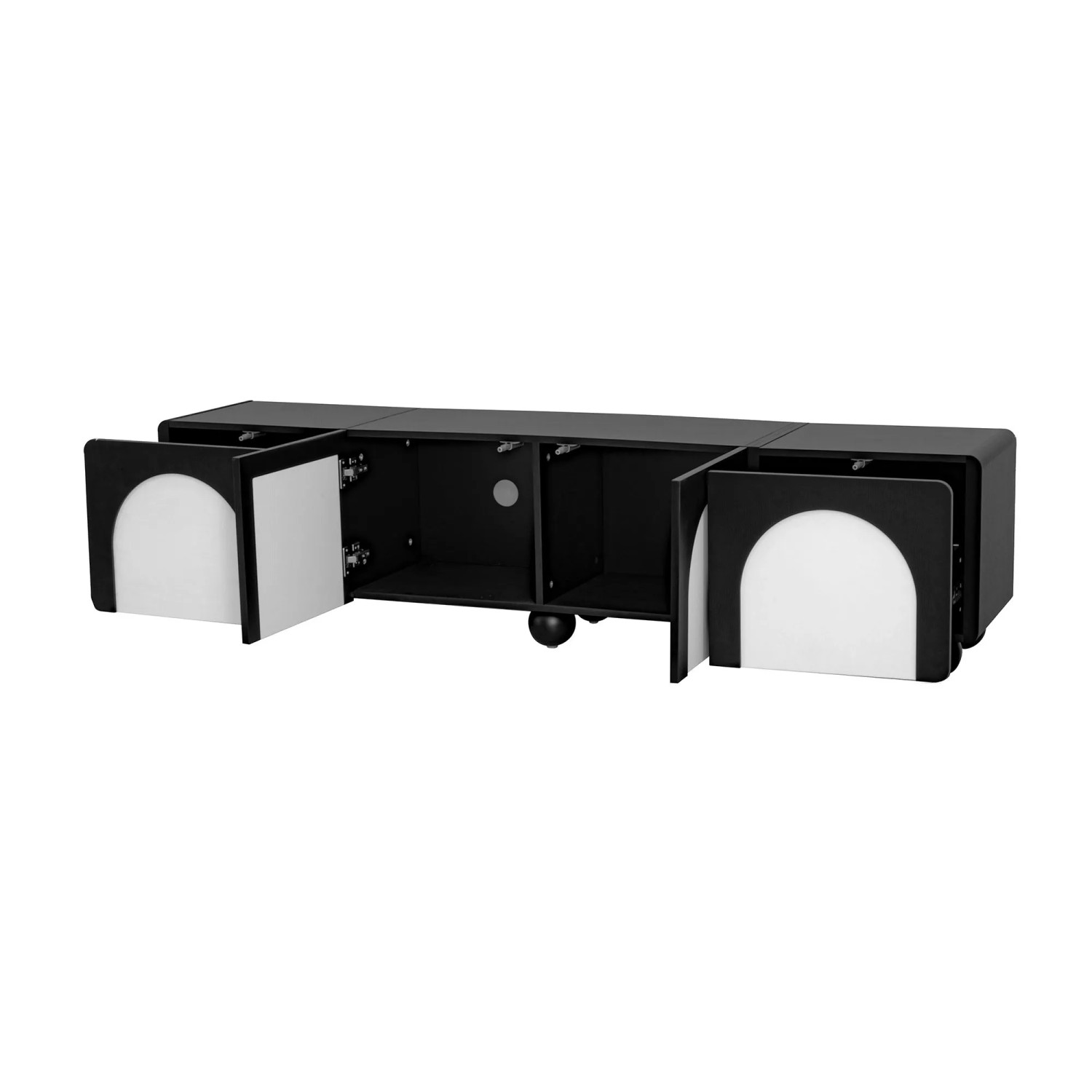 okwish TV-Schrank mit Schubladen Türen Stauraum 180x38x45cm Schwarz Weiß