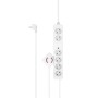 Weiße 6-fach Steckdosenleiste mit Fußschalter und 3 m Kabel. Ideal für Büro und Zuhause.