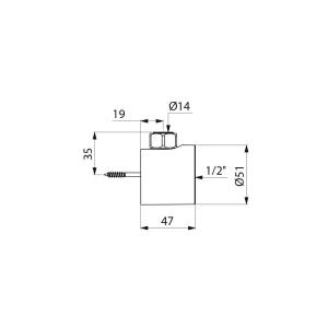 Technische Zeichnung: Delabie Wandscheibe G1/2B x G1/2 mit Mutter D51, Maße und Details zur Installation.