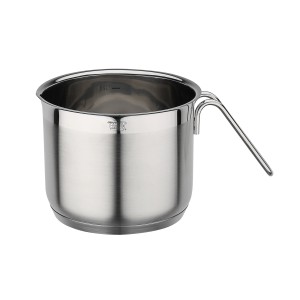 GSW Milchtopf FOGO aus glänzendem Edelstahl, 14 cm, mit Innenskalierung und langem Griff. Ideal für Induktion.