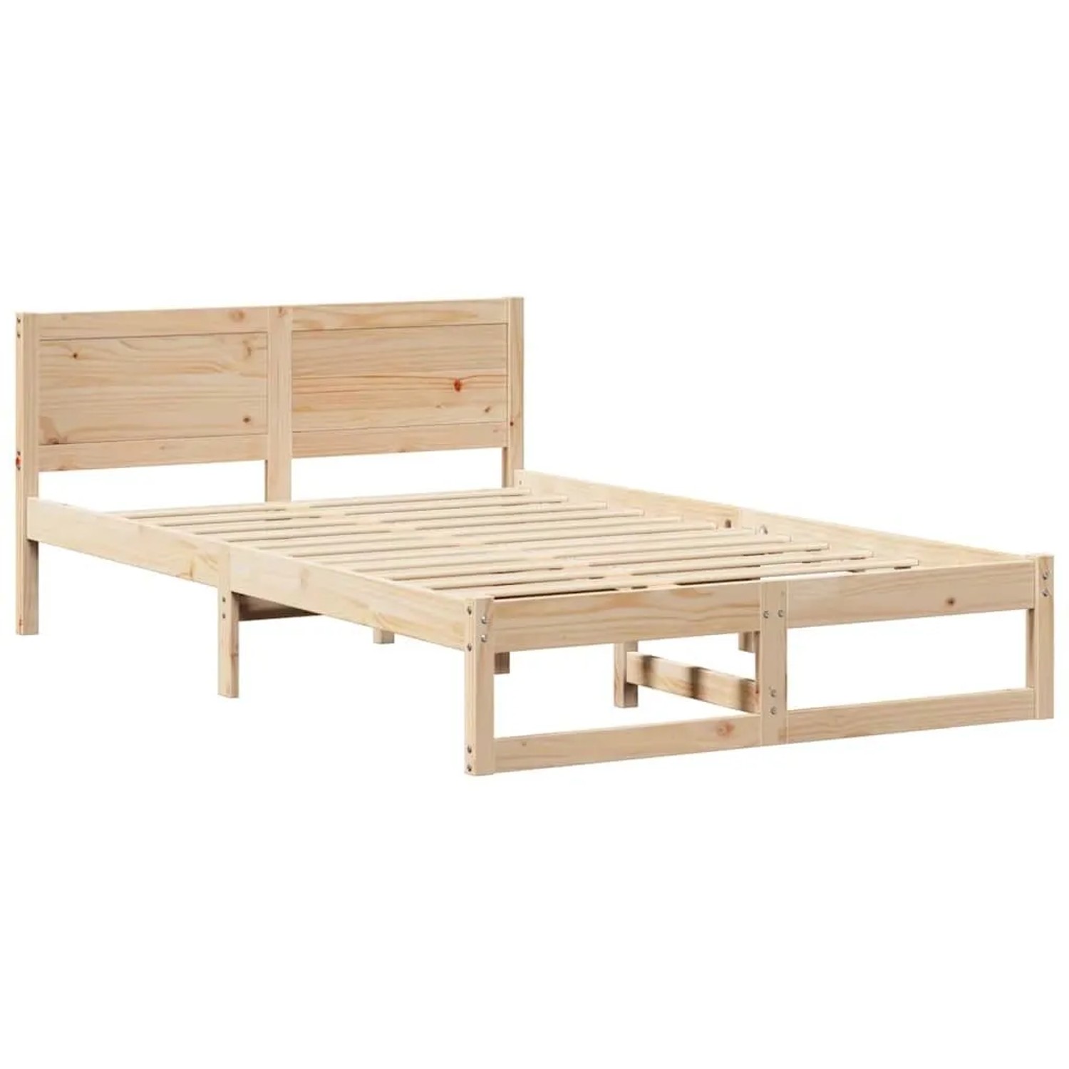 vidaXL Bettrahmen mit Kopfteil Natur 135 x 190 cm Massives Kiefernholz 873280