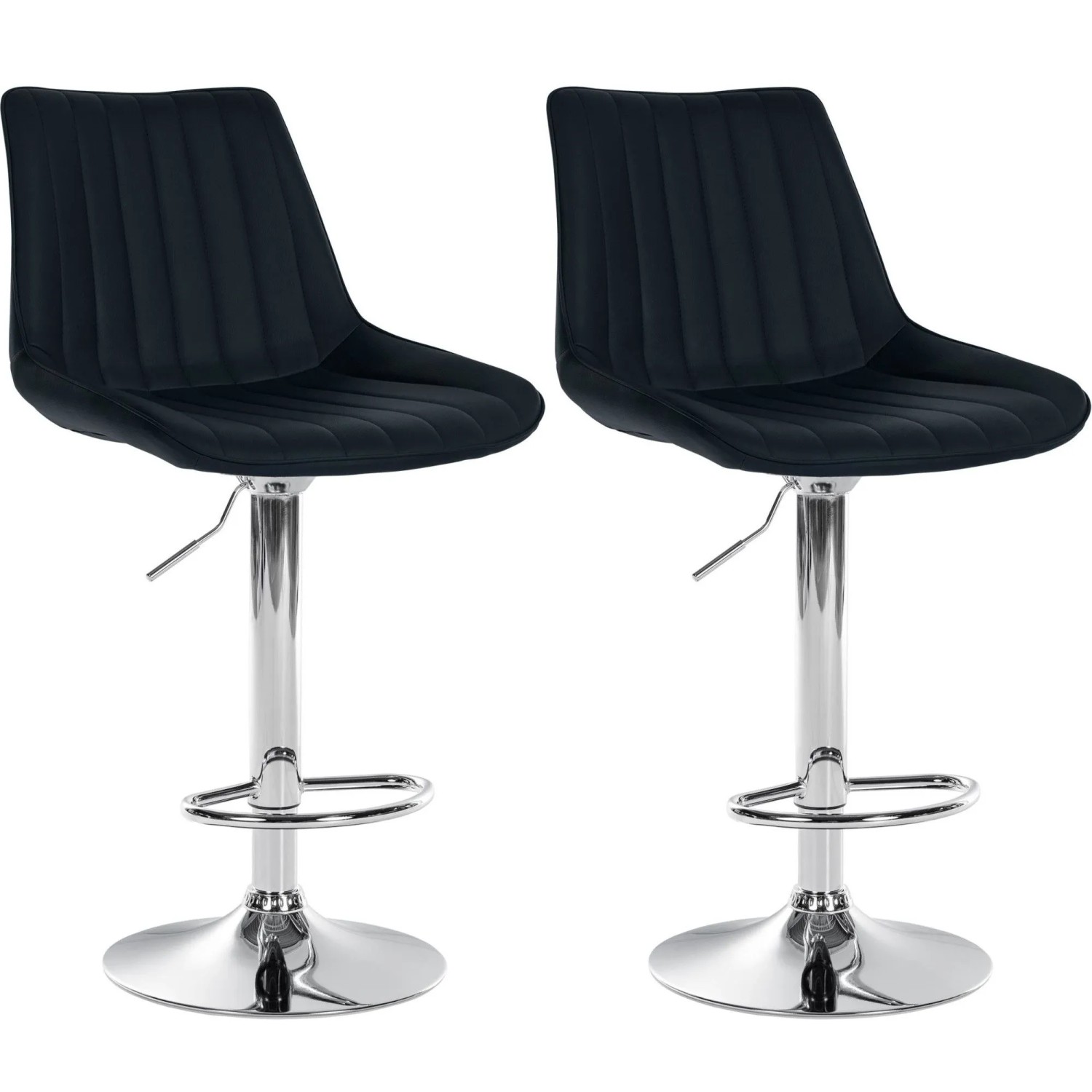 CLP 2er Set Barhocker Toni Kunstleder Metall in Chromoptik/schwarz