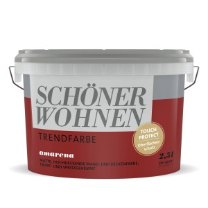 Eimer Schöner Wohnen Trendfarbe Amarena, matte Wandfarbe in Rot, 2,5 Liter.