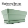 BigDean 3er Set Blumenkästen, 40 cm, olivgrün, Kunststoff, mit Untersetzer. Für Balkon und Innenbereich.