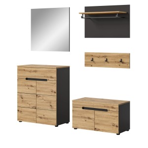 Inn.Furn Garderobe Set 5-teilig Eiche Grau 175 cm mit Soft-Close Cooper