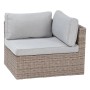 Lounge-Set Olea, 5-teilig, Polyrattan Sand, Eckelement mit grauen Kissen.