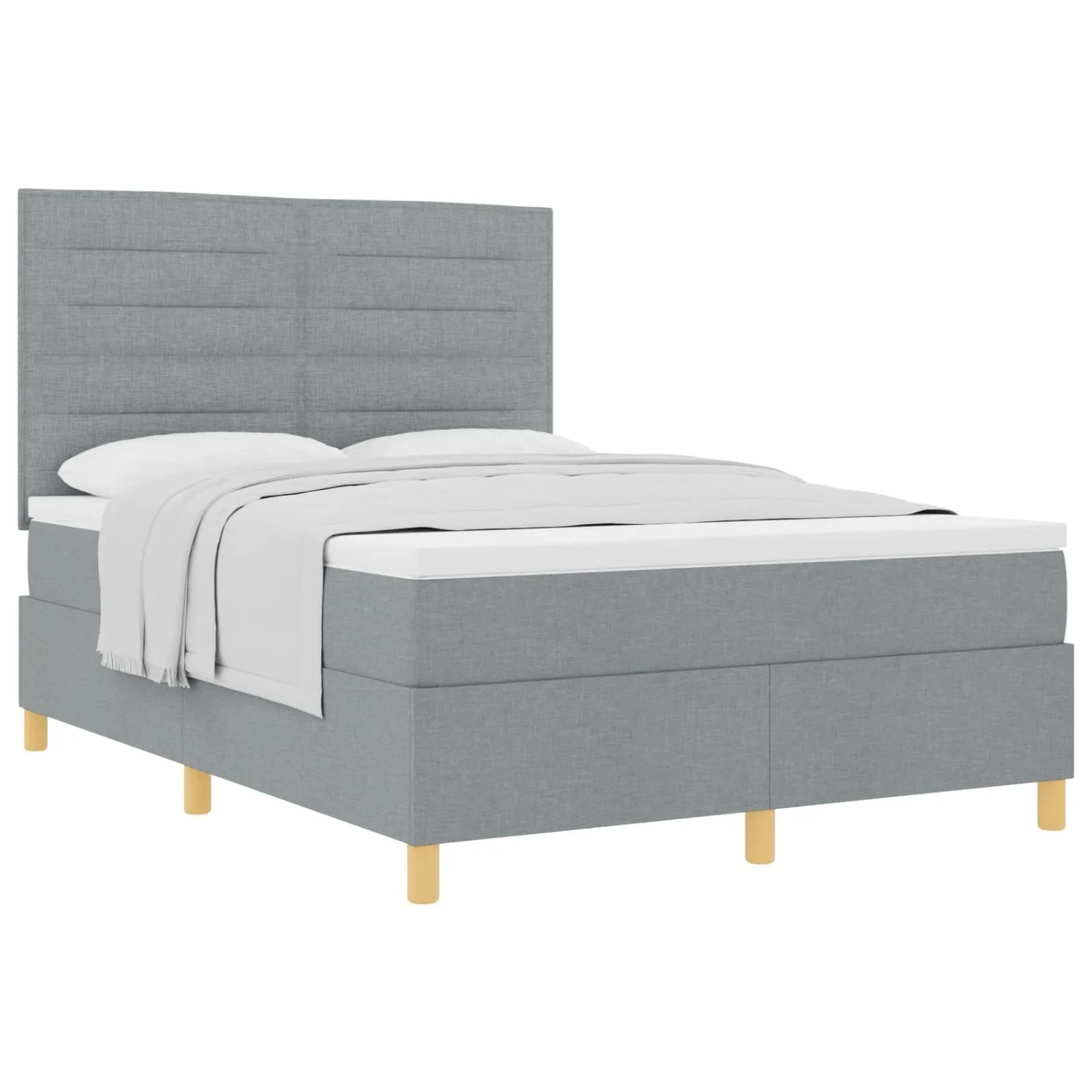 vidaXL Boxspringbett mit Matratze Hellgrau 160 x 200 cm Stoff 3339553
