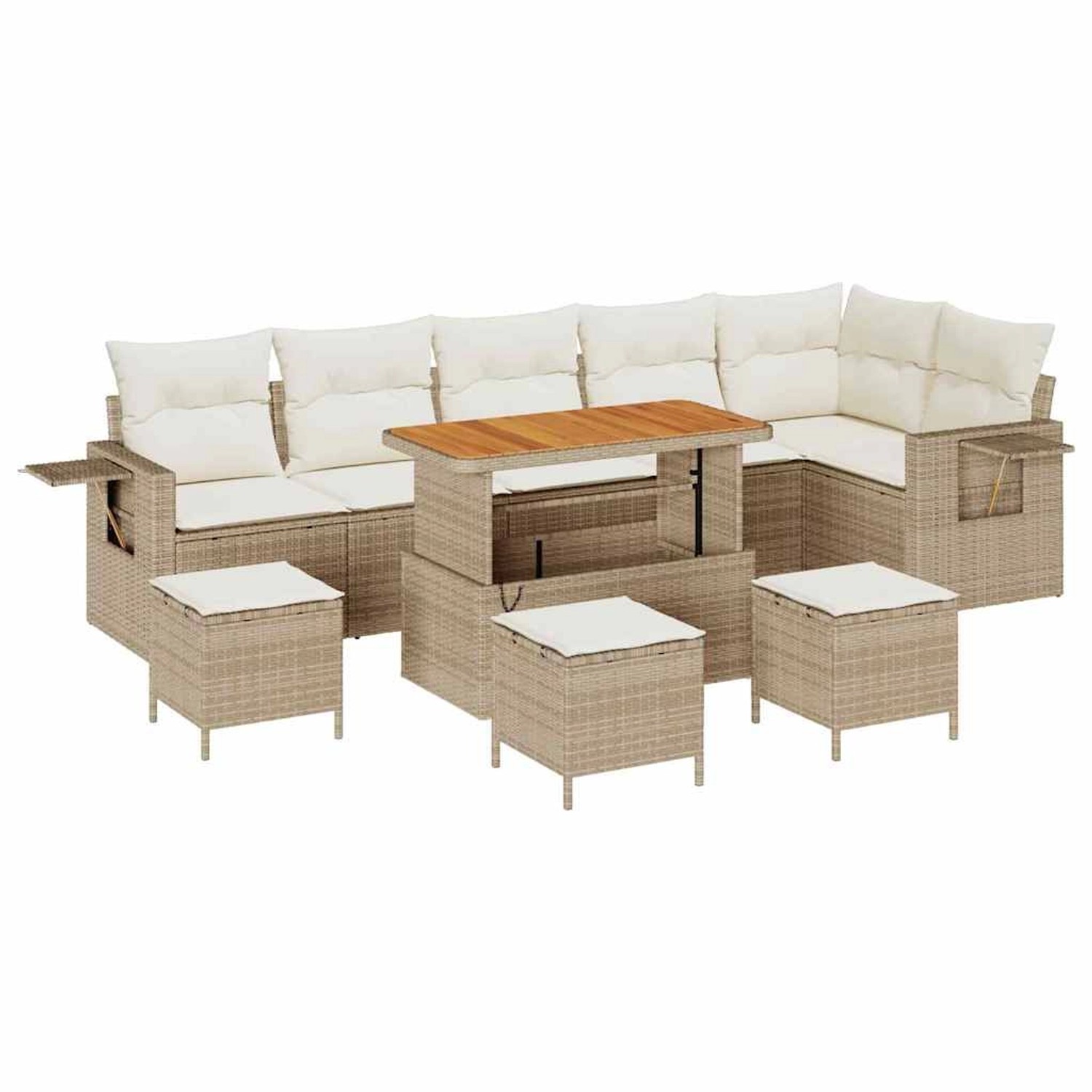 vidaXL 10-Teiliges Garten Sofa Set mit Kissen Beige Poly Rattan Akazie 3361 günstig online kaufen