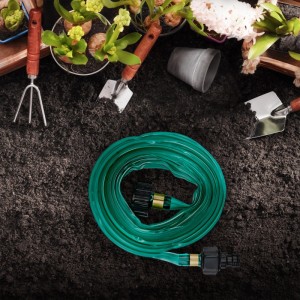 Relaxdays Bewässerungsschlauch Kunststoff Grün Mit Klickstecker 3 m