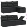 Schwarze 8-tlg. vidaXL Garten-Sofagarnitur aus Rattan mit Kissen und Stauraum.