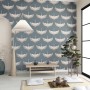 Blaue Marburg Vliestapete mit grafischem Natur-Muster (FSC®).