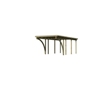 Karibu Einzelcarport Eco aus Holz mit PVC Dachplatten und stabilen Pfosten.