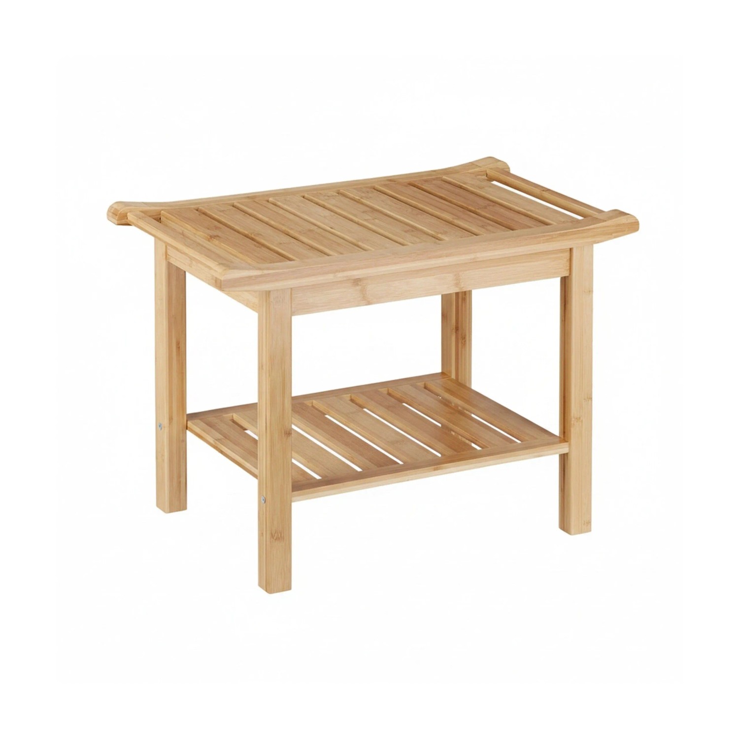 Relaxdays Badezimmerbank Bambus Natur Mit Ablage 45 cm x 66 cm x 40 cm 5,6 kg