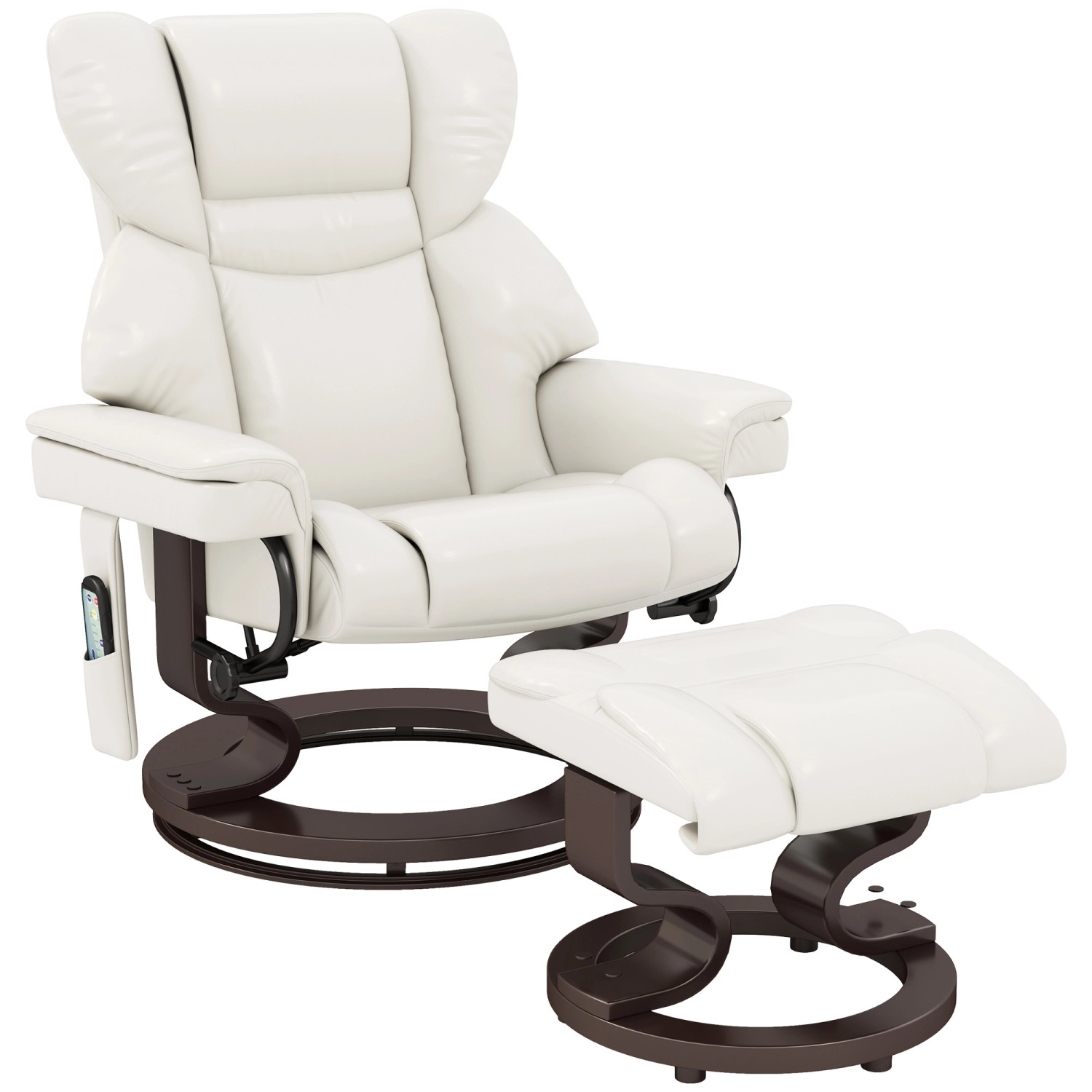 HOMCOM Relaxsessel mit Fußhocker Kunstleder Stahl Cremeweiß 79B x 82T x 101 günstig online kaufen