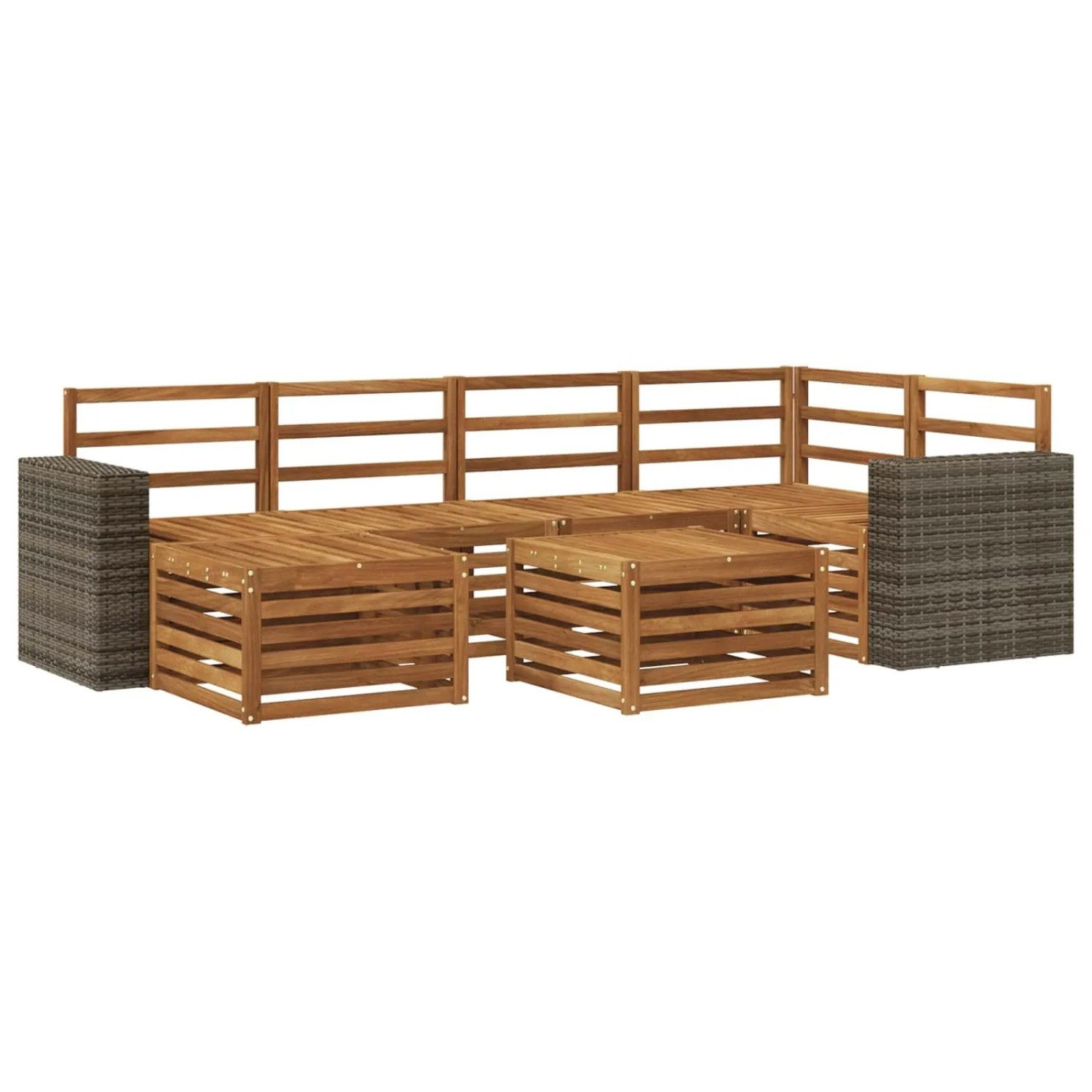 vidaXL Ecksofa Set 6 Stk Natur Massivholz Akazie 3384605