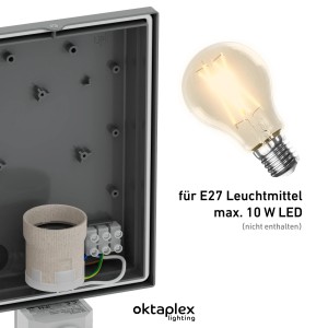 Oktaplex Alto Außenleuchte mit Bewegungsmelder E27 Fassung Wandlampe Edelstahlblende IP44 230V