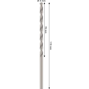 Bosch Spiralbohrer Pro Metal HSS-G, 4 mm Durchmesser, silberfarben.
