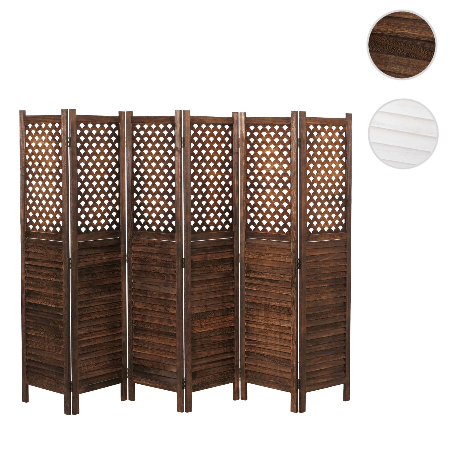 Brauner MCW Paravent A84, 6-teiliger Raumteiler aus Holz mit Ornamenten, 170x245cm.