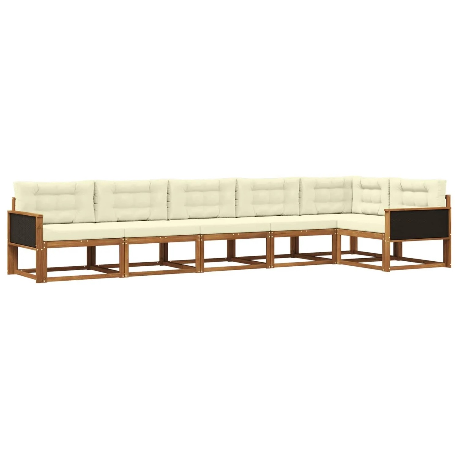 vidaXL Outdoor-Sofagarnitur mit Kissen 6 Stk Natur und Creme 3382593