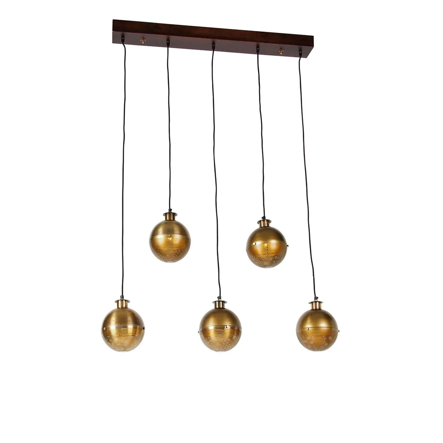 QAZQA Industrielle Hängelampe Bronze mit Holz 5 Lichter Haicha