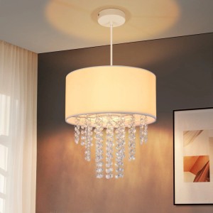 ZMH Pendelleuchte Modern E27 Kristall Stoff Hängeleuchte für Esszimmer Wohnzimmer Flur