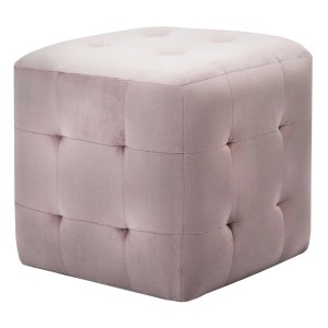 Rosa vidaXL Pouf 2er-Set aus Samtstoff, quadratischer Hocker für Wohnzimmer und mehr.