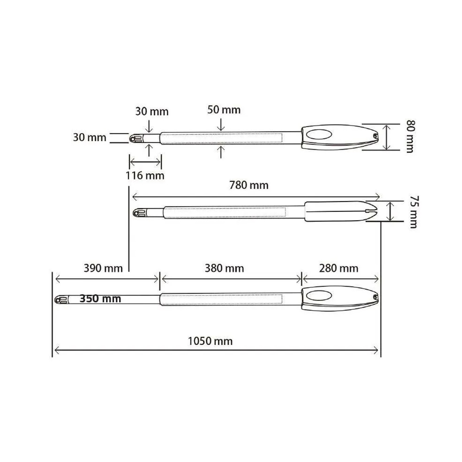 Maße des Drehtorantriebs Tanker B250 für Casanoov Flügeltore, technische Zeichnung.